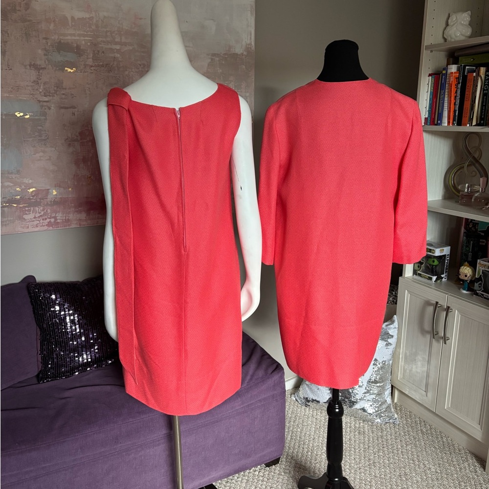 Handmade Coral Vintage Midi Dress and Jacket Set Size Medium (see measurements) - Picture 3 of 13